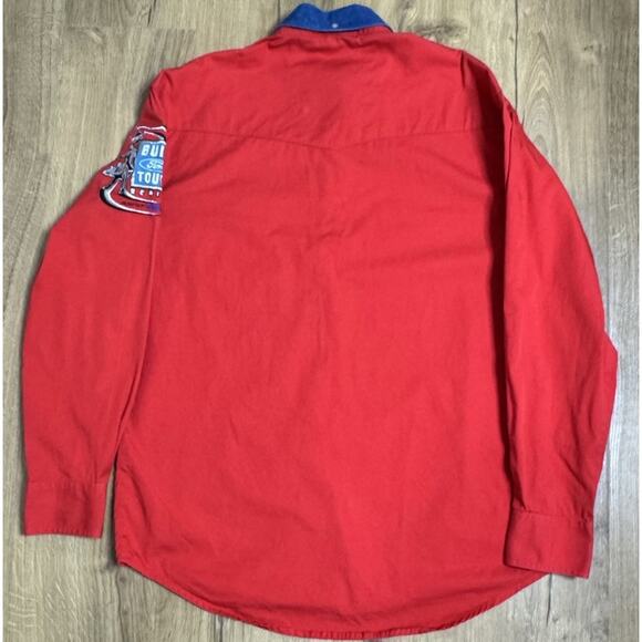 Wrangler Shirt Mens Medium PBR Bull Riding Built Ford Tough Series Denim Collar - Picture 4 of 10